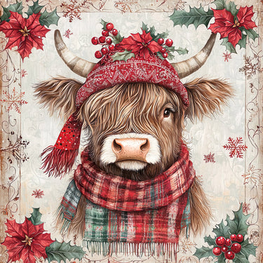 Christmas Highland Cow Sign, DCO-102173, Sign For Wreath, 10x10in Metal Sign
